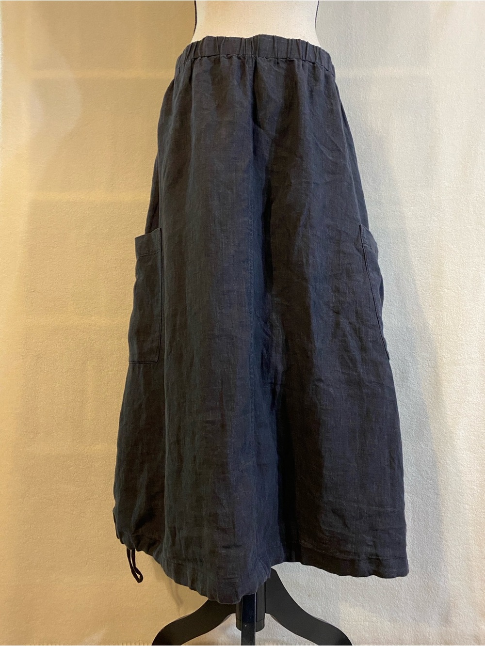 Eileen Fisher graphite grey 100% organic linen Délavé cargo skirt - Picture 7 of 11